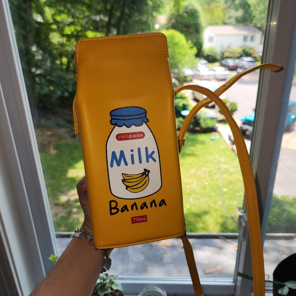 Milk Carton Bag Purse in Yellow